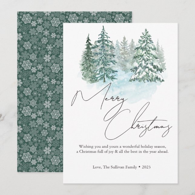 Elegant Christmas Pines Holiday Card (Front/Back)