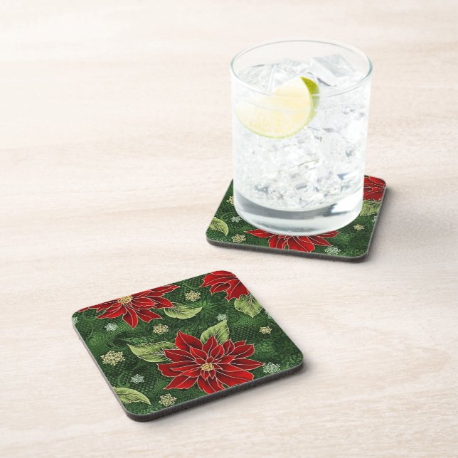 Elegant Christmas Poinsettia Coasters (Right Side)