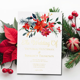 Elegant Christmas Poinsettia Floral Wedding Gold