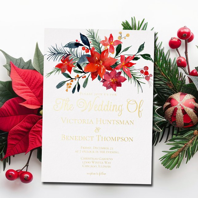 Elegant Christmas Poinsettia Floral Wedding Gold (Creator Uploaded)