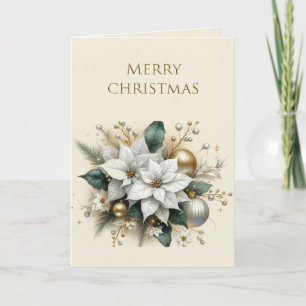 Elegant Christmas Poinsettia Flower Holiday  Card