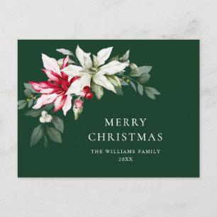 Elegant Christmas Poinsettia Holiday Greeting Postcard