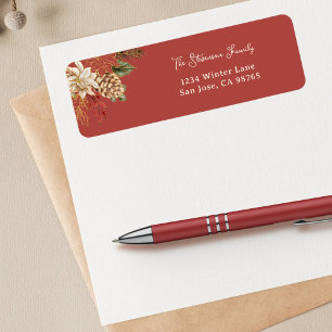 Elegant Christmas Poinsettia Return Address Label