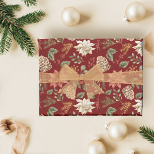 Elegant Christmas Poinsettia Wrapping Paper