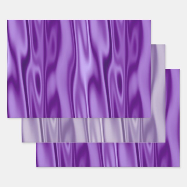 Elegant Christmas Purple/Lavender Satin Trendy Wrapping Paper Sheet (Set)