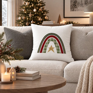Elegant Christmas Rainbow Red Green Throw Pillow A