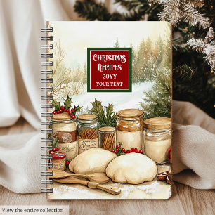 Elegant Christmas recipes notebook custom name