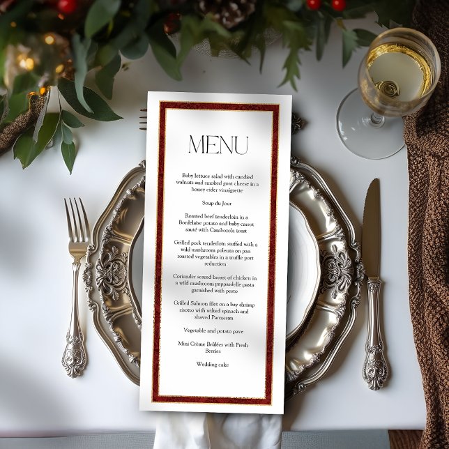 Elegant Christmas Red Damask Border Menu (Creator Uploaded)