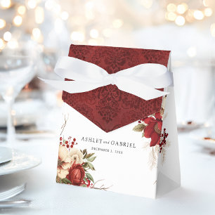 Elegant Christmas Red Damask Floral Favour Box