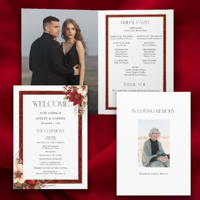 Elegant Christmas Red Damask Floral Program (Creator Uploaded)