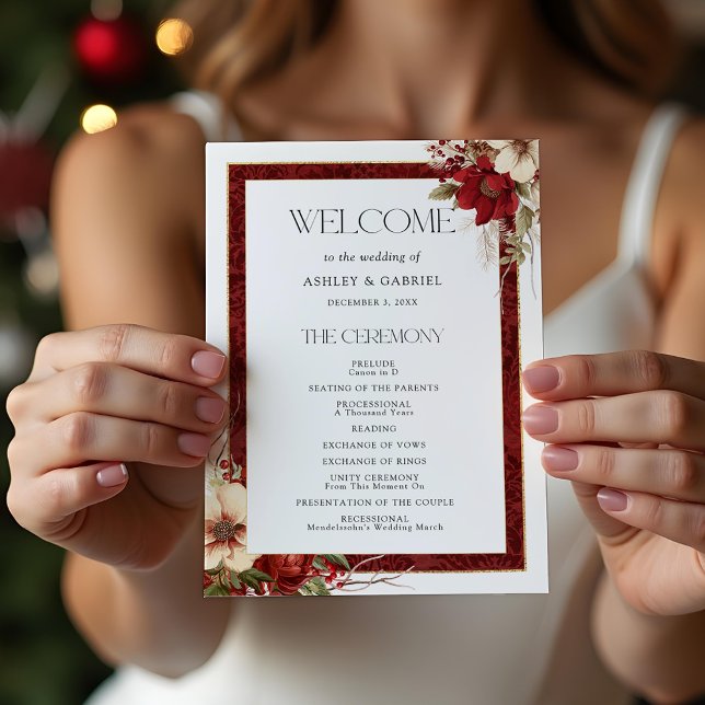 Elegant Christmas Red Damask Floral Program (Creator Uploaded)