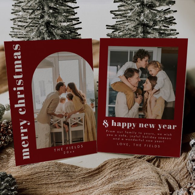 Elegant Christmas Red Photo Family Holiday Card (Creator Uploaded)