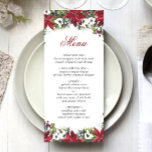 Elegant Christmas Red Poinsettia Wedding Dinner Me Menu<br><div class="desc">For further customisation,  please click the "customise further" link and use our design tool to modify this template.</div>