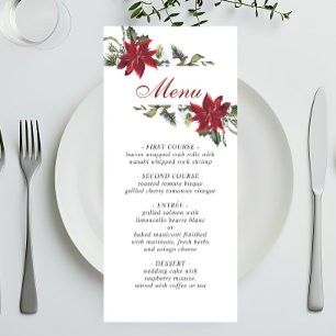 Elegant Christmas Red Poinsettia Wedding Dinner Menu
