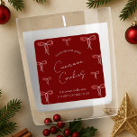 Elegant Christmas Red & White Bows Candle Jar Square Sticker<br><div class="desc">Create stylish festive product stickers with this Elegant Bows Christmas Product Label Design. Featuring hand drawn bows,  elegant layout,  handwritten fonts in seasonal red and white colours. These Christmas stickers can be used for candles,  diffusers,  soaps and more - perfect for your holiday collection!</div>