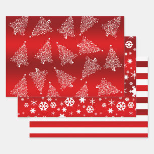 Elegant Christmas red & white pattern    Wrapping Paper Sheet