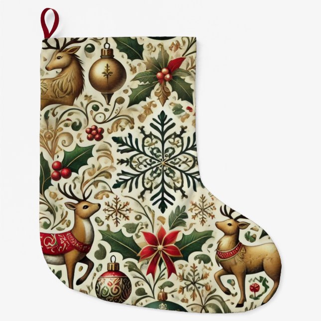 Elegant Christmas Reindeer Design Stocking (Front)