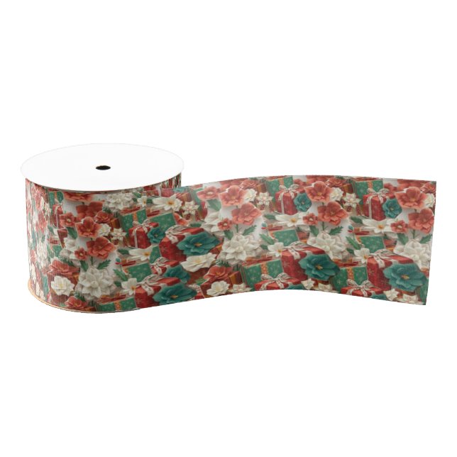 Elegant Christmas Ribbon - Design with Gifts Grosgrain Ribbon (Spool)