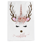 Elegant Christmas rose gold glitter unicorn deer