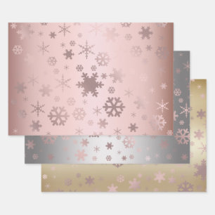 Elegant Christmas rose gold snowflake pattern  Wrapping Paper Sheet
