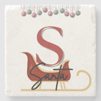 Elegant Christmas Santa Sleigh Marble Coaster