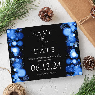 Elegant Christmas Save The Date Gold Winter Navy  Announcement Postcard