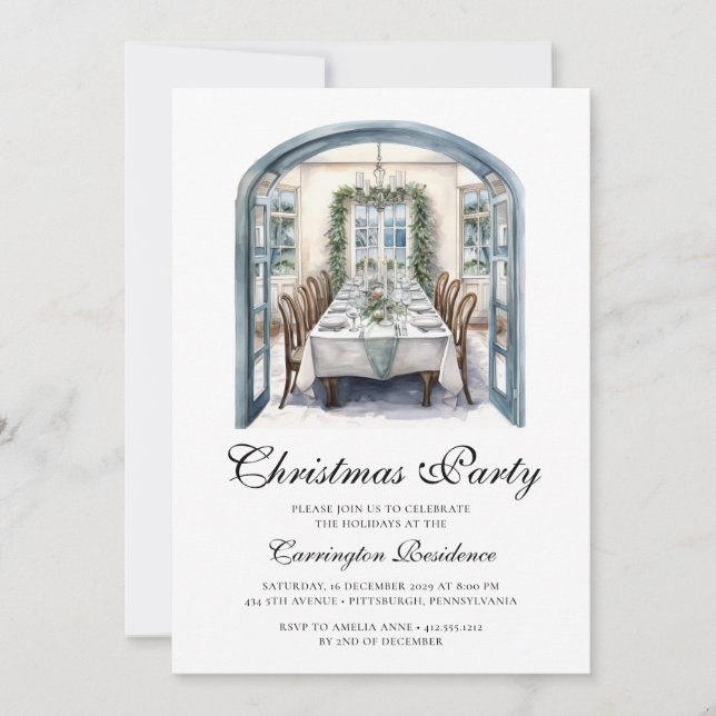 Elegant Christmas Script  Dinner/Party Invitation (Front)