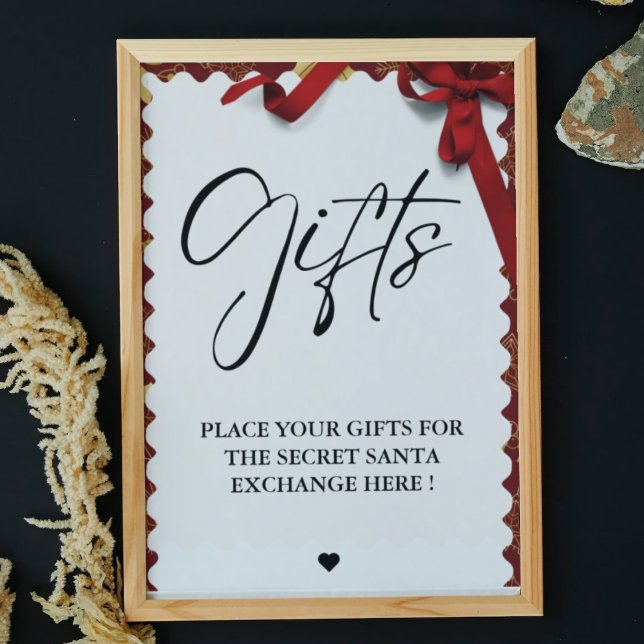 Elegant christmas Secret Santa Gifts Exchange Sign (Creator Uploaded)
