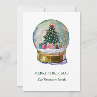 Elegant Christmas Snow Globe with Tree Non-Photo Holiday Card