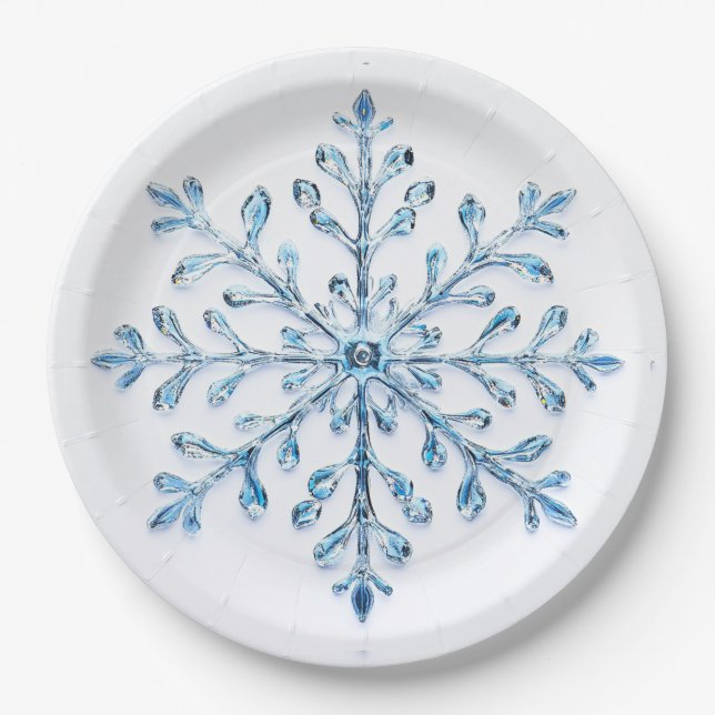 elegant christmas snowflake paper plate (Front)