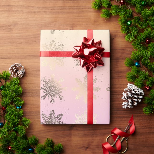 Elegant Christmas snowflake pattern holographic Wrapping Paper (Holiday Gift)