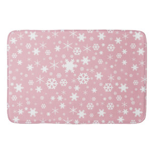 Elegant Christmas snowflake pattern pastel pink Bath Mat