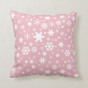 Elegant Christmas snowflake pattern pastel pink Cushion