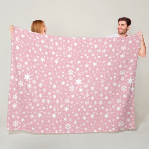 Elegant Christmas snowflake pattern pastel pink Fleece Blanket