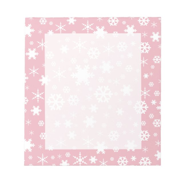 Elegant Christmas snowflake pattern pastel pink Notepad (Front)