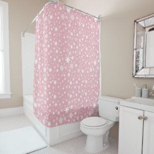 Elegant Christmas snowflake pattern pastel pink Shower Curtain