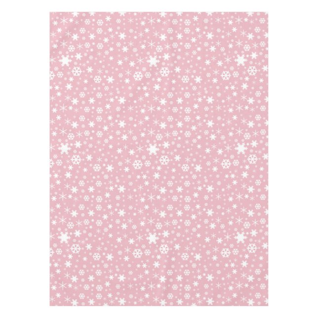 Elegant Christmas snowflake pattern pastel pink Tablecloth (Front)
