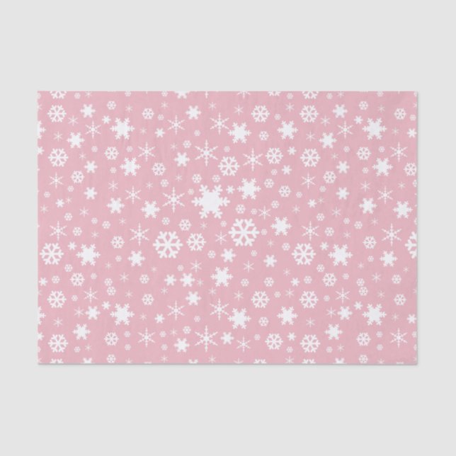 Elegant Christmas snowflake pattern pastel pink Tissue Paper (Front)
