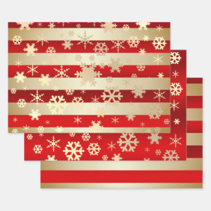 Elegant Christmas snowflake pattern striped  Wrapping Paper Sheet