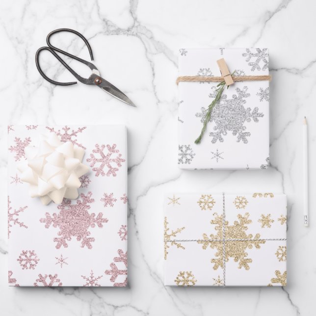 Elegant Christmas snowflake pattern   Wrapping Paper Sheet (Front)
