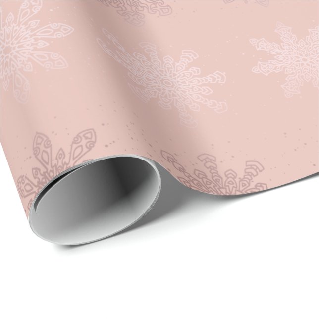 Elegant Christmas snowflake rose gold pattern Wrapping Paper (Roll Corner)