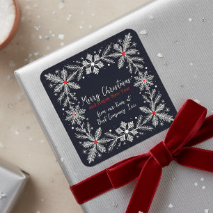 Elegant Christmas Snowflake Wreath Holiday Square Sticker