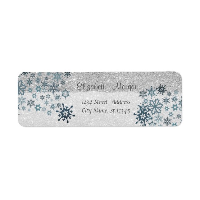 Elegant ,Christmas ,Snowflakes,Glittery Return Address Label (Front)