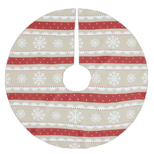 Elegant Christmas Snowflakes Red Polka Dot Pattern Brushed Polyester Tree Skirt