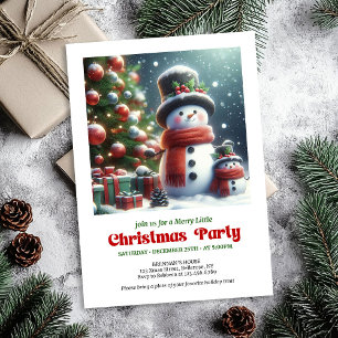 Elegant Christmas snowman invite kids editable