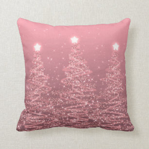 Elegant Christmas Sparkling Trees Rose Gold  Cushion