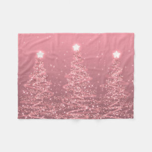 Elegant Christmas Sparkling Trees Rose Gold  Fleece Blanket