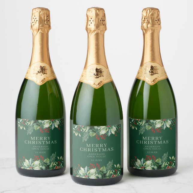 Elegant Christmas  Sparkling Wine Label (Bottles)