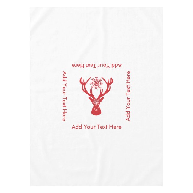 Elegant Christmas Stag Red and White Deer Tablecloth (Front)