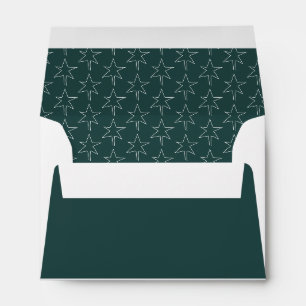 Elegant Christmas Stars Pattern Pine Green Envelope